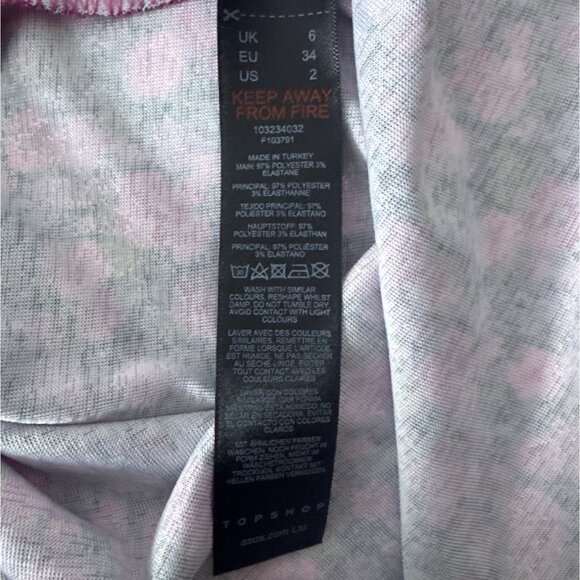 Topshop Pink Floral Mini Slip Dress UK 6 US 2 Lightweight Polyester Blend - Picture 4 of 4